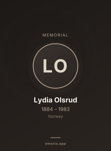 Memorial portrait of Lydia Olsrud