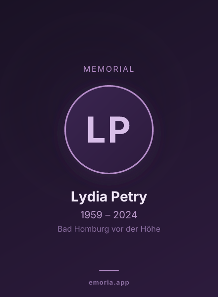 Memorial portrait of Lydia Petry
