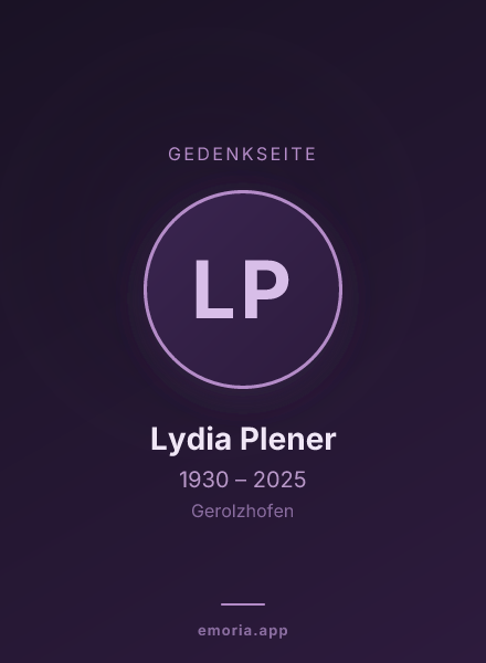 Gedenkportrait von Lydia Plener