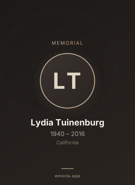 Memorial portrait of Lydia Tuinenburg