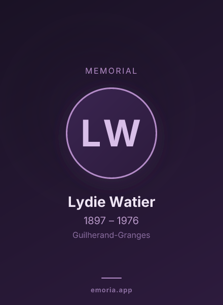 Memorial portrait of Lydie Watier