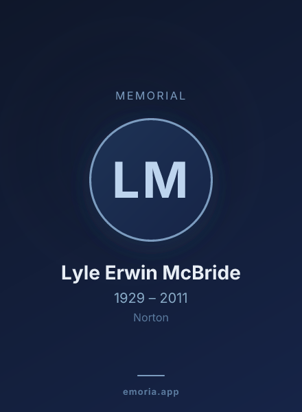 Memorial portrait of Lyle Erwin McBride