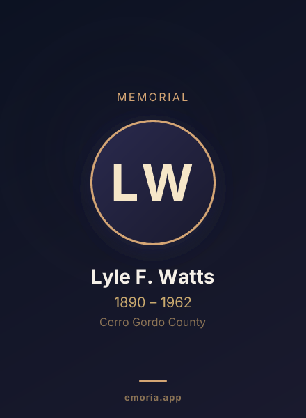 Memorial portrait of Lyle F. Watts