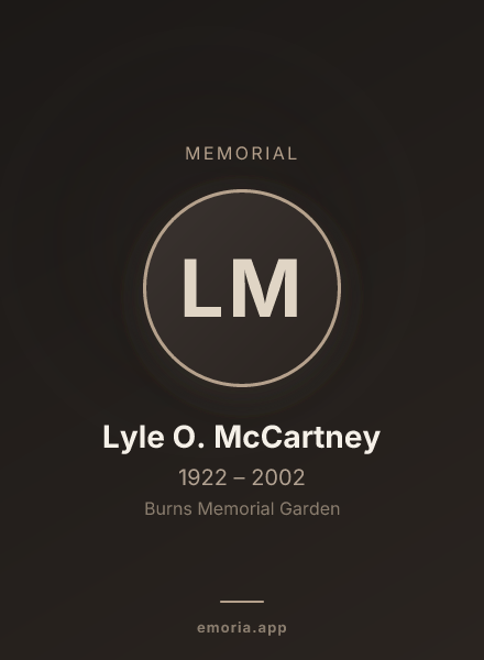 Memorial portrait of Lyle O. McCartney