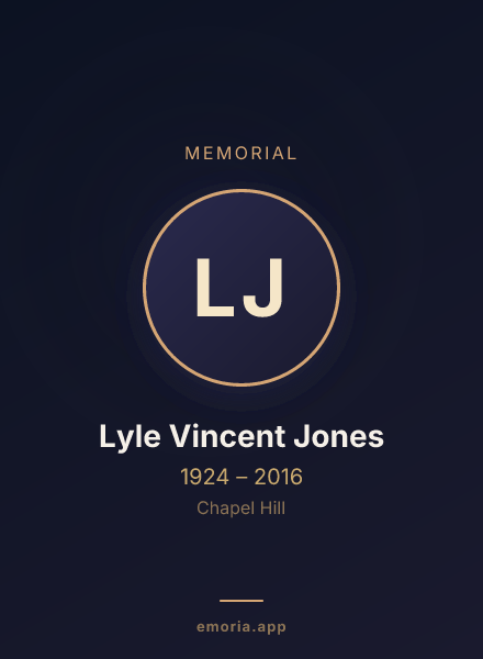 Memorial portrait of Lyle Vincent Jones