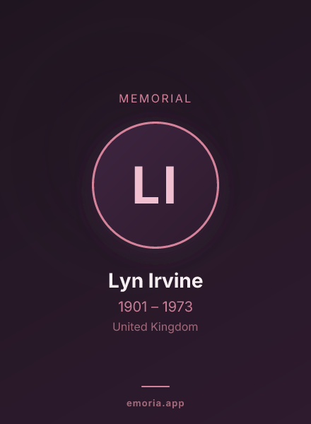 Memorial portrait of Lyn Irvine
