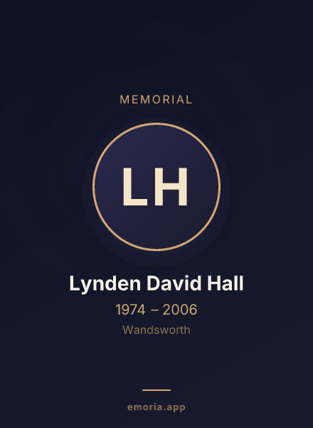 Memorial portrait of Lynden David Hall