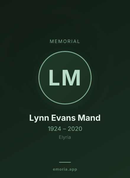 Memorial portrait of Lynn Evans Mand