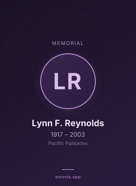 Memorial portrait of Lynn F. Reynolds