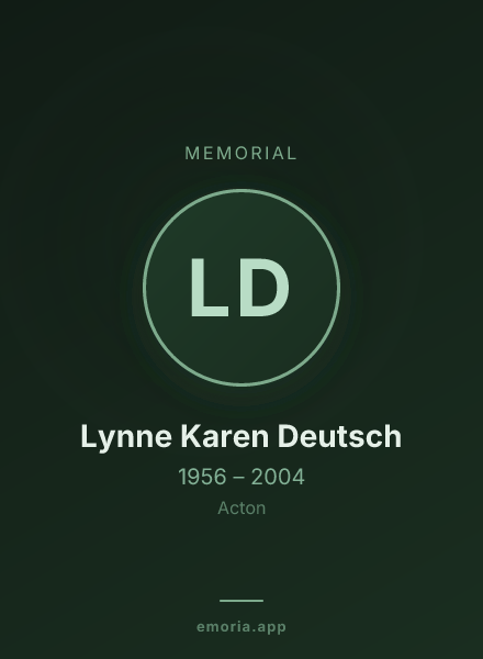 Memorial portrait of Lynne Karen Deutsch