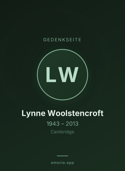 Gedenkportrait von Lynne Woolstencroft