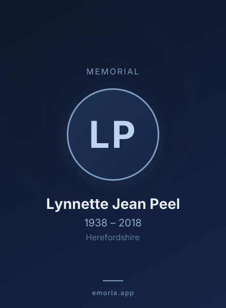 Memorial portrait of Lynnette Jean Peel