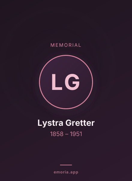 Memorial portrait of Lystra Gretter
