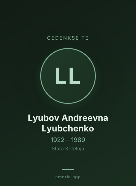 Gedenkportrait von Lyubov Andreevna Lyubchenko