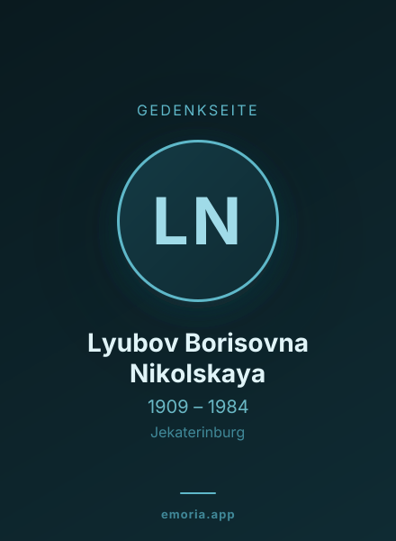Gedenkportrait von Lyubov Borisovna Nikolskaya