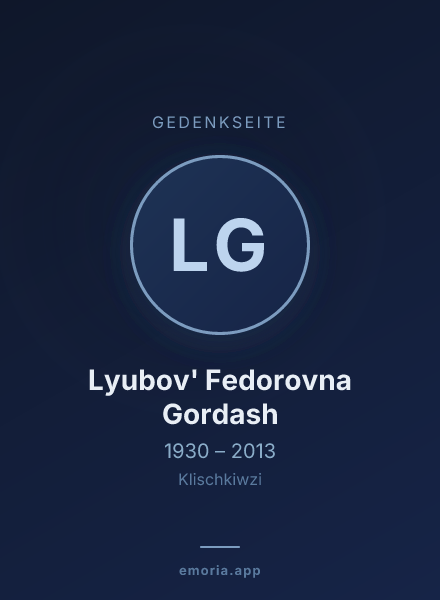 Gedenkportrait von Lyubov' Fedorovna Gordash