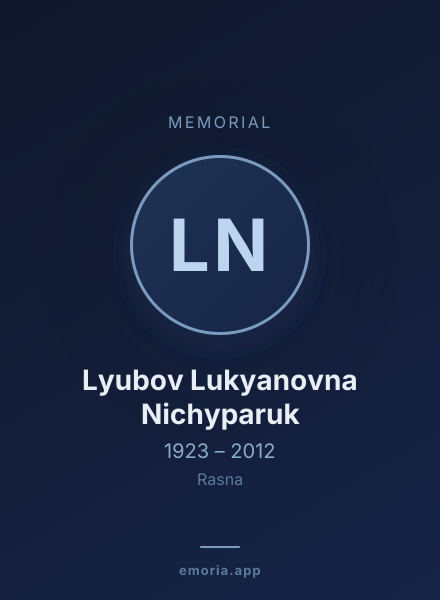 Memorial portrait of Lyubov Lukyanovna Nichyparuk