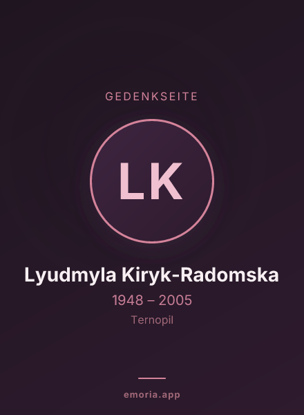 Gedenkportrait von Lyudmyla Kiryk-Radomska
