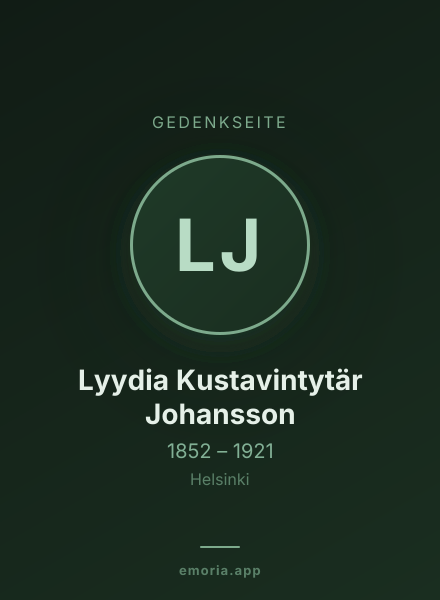 Gedenkportrait von Lyydia Kustavintytär Johansson