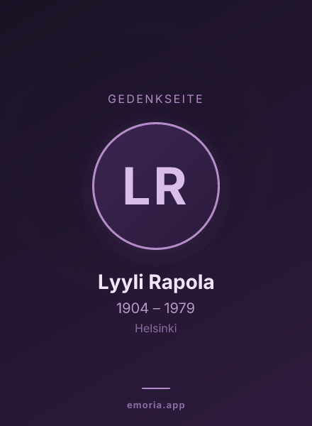 Gedenkportrait von Lyyli Rapola