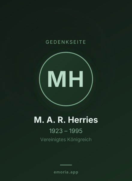 Gedenkportrait von M. A. R. Herries