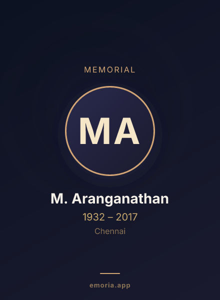 Memorial portrait of M. Aranganathan