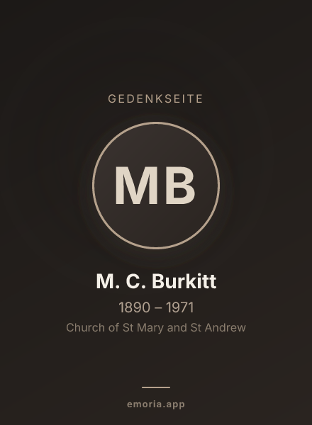 Gedenkportrait von M. C. Burkitt