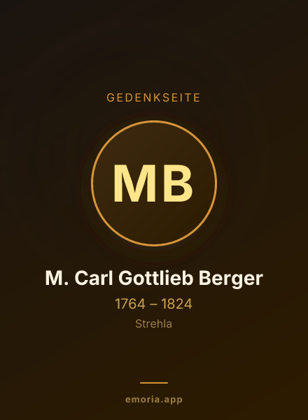 Gedenkportrait von M. Carl Gottlieb Berger