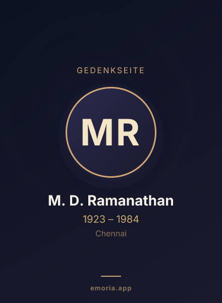 Gedenkportrait von M. D. Ramanathan