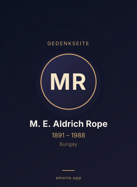 Gedenkportrait von M. E. Aldrich Rope