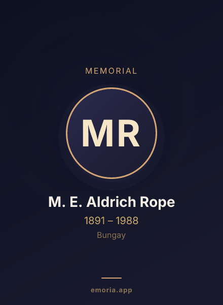 Memorial portrait of M. E. Aldrich Rope