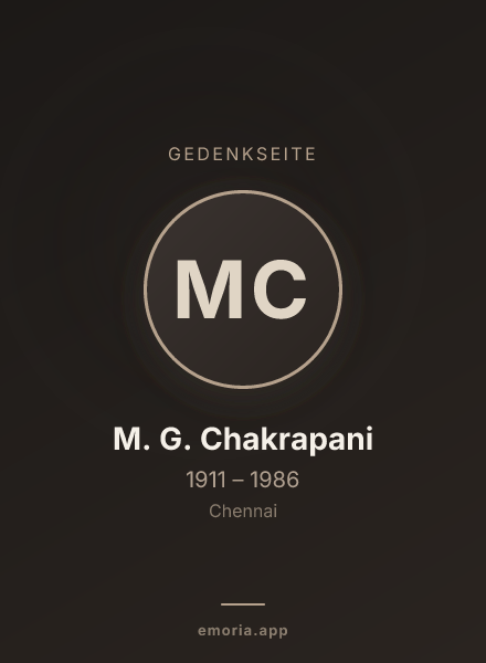 Gedenkportrait von M. G. Chakrapani