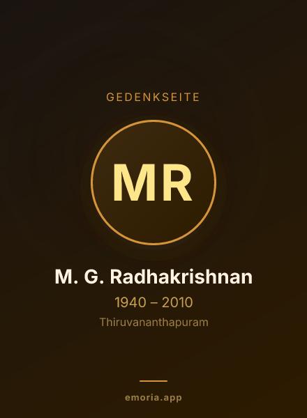 Gedenkportrait von M. G. Radhakrishnan