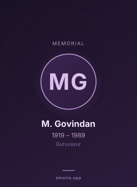 Memorial portrait of M. Govindan