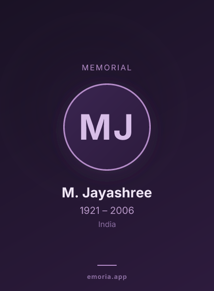 Memorial portrait of M. Jayashree