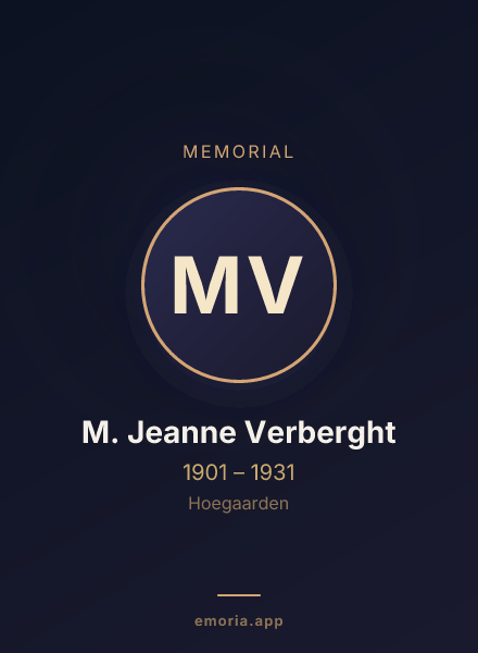 Memorial portrait of M. Jeanne Verberght