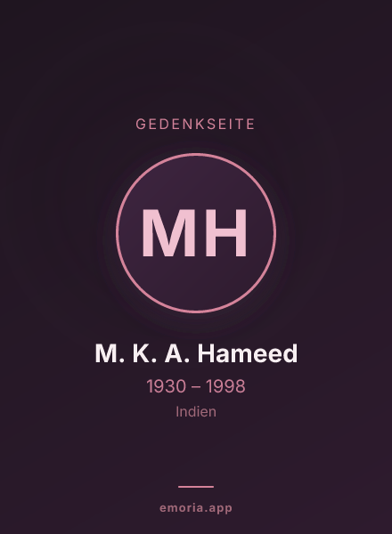Gedenkportrait von M. K. A. Hameed