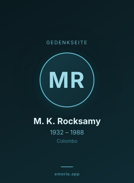 Gedenkportrait von M. K. Rocksamy