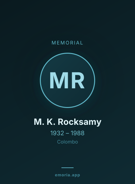 Memorial portrait of M. K. Rocksamy