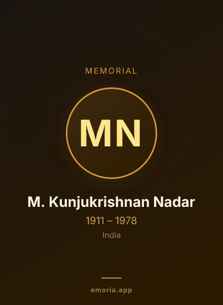 Memorial portrait of M. Kunjukrishnan Nadar
