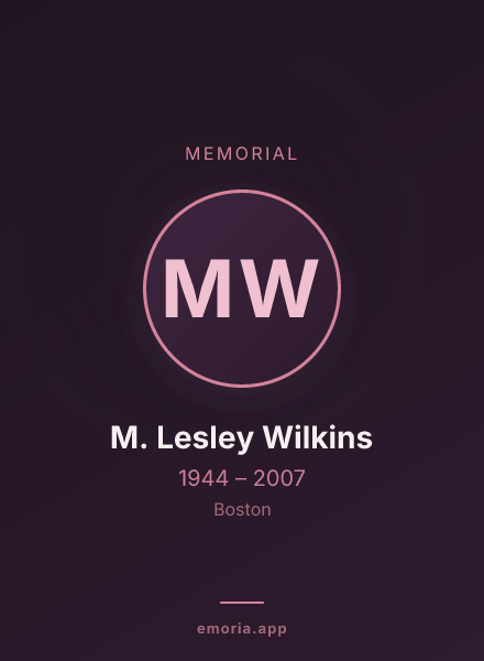 Memorial portrait of M. Lesley Wilkins