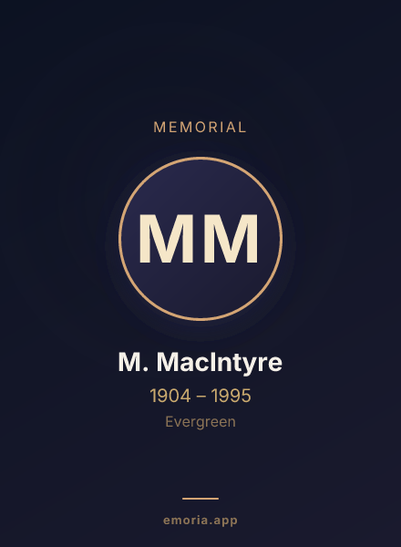 Memorial portrait of M. MacIntyre