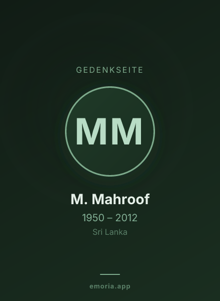 Gedenkportrait von M. Mahroof