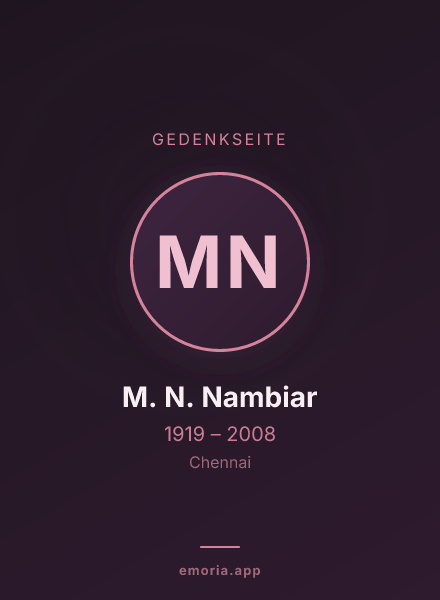 Gedenkportrait von M. N. Nambiar