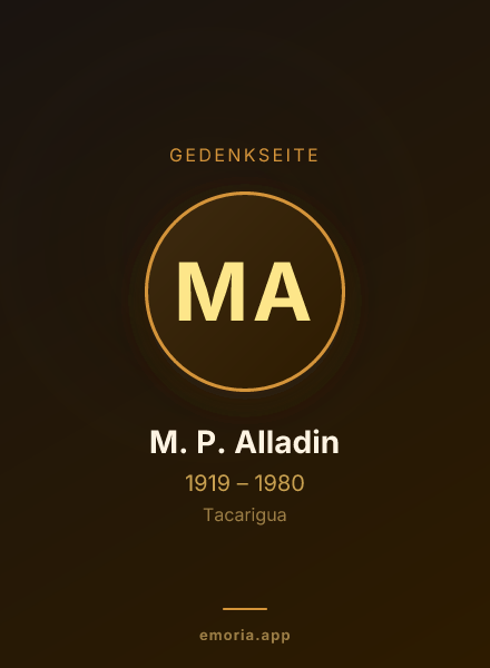 Gedenkportrait von M. P. Alladin