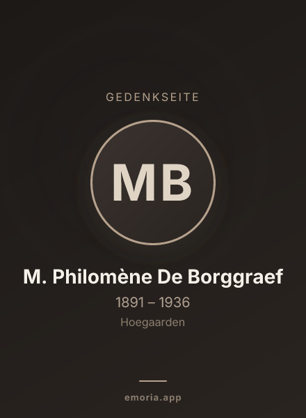 Gedenkportrait von M. Philomène De Borggraef