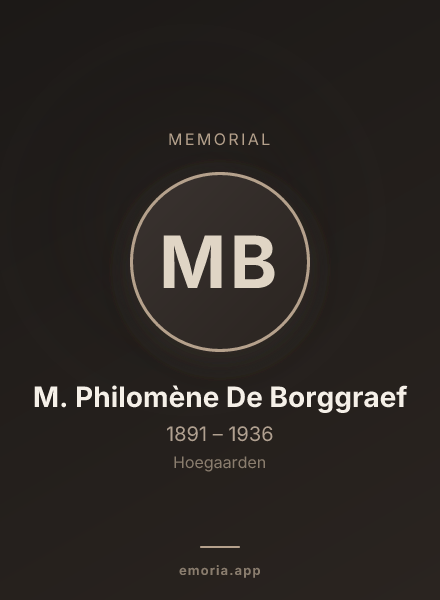 Memorial portrait of M. Philomène De Borggraef