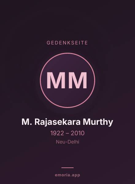 Gedenkportrait von M. Rajasekara Murthy
