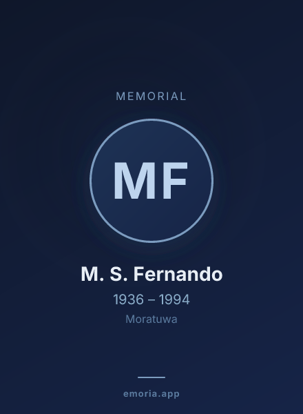 Memorial portrait of M. S. Fernando