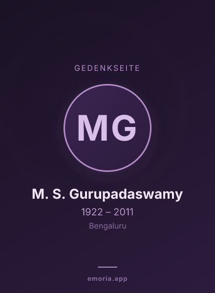 Gedenkportrait von M. S. Gurupadaswamy